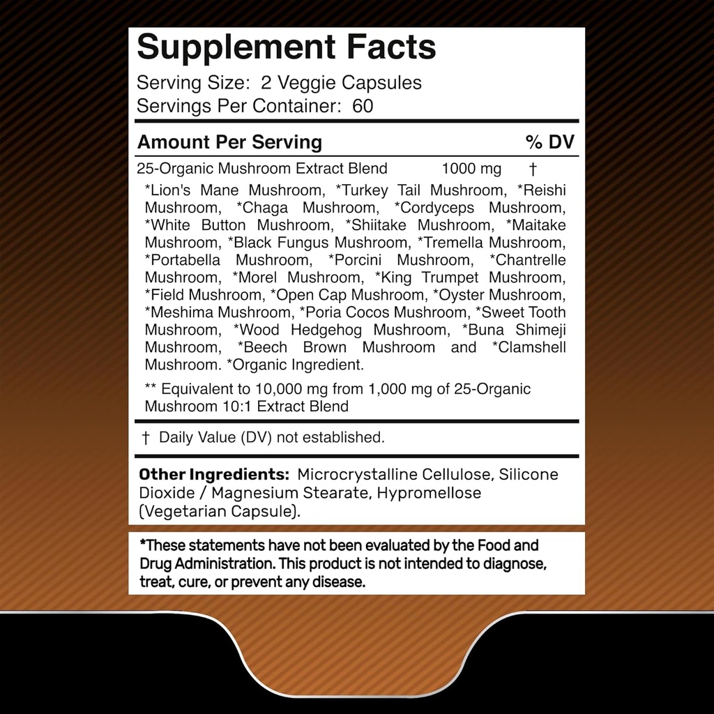 WELLNESS LABSRX Mushroom Powder 2000mg - Mushroom Supplement Capsules 3