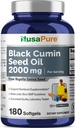 NusaPure Black Seed Oil 2000mg per Serving - 180 Softgel Caps (Non-GMO, Gluten-Free) Cold-Pressed Nigella Sativa