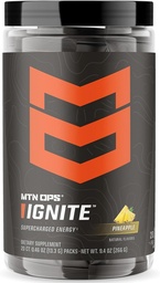 MTN OPS Ignite Trail Packs Energy Drink Powder, Gluten Free Nootropic Supplement Drink Mix, L Arginine, L Citrulline, Caffeine & Nootropic Sugar Free Drink Mix, 20 Servings, Pineapple Crush