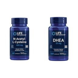 Life Extension N-Acetyl-L-Cysteine (NAC), Immune, Respiratory & DHEA 25 mg – Supplement for Hormone Balance, Immune Support, Sexual Health, Bone & Cardiovascular Health