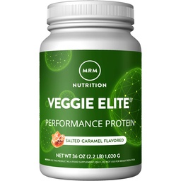MRM Nutrition Veggie Elite Performance Protein | Salted Caramel Flavored| Plant-Based Protein| Easy to Digest | with BCAAs| Vegan + Gluten-Free | Clinically Tested| Digestive enzymes | 30 Servings