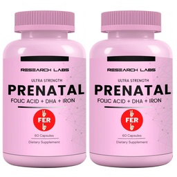 Research Labs Prenatal Vitamins for Women 2 Fer 1 Ad: 6X More Bioavailable Methylated Folate Folic Acid MTHF 5 | Supports Brain Development, Healthy Growth