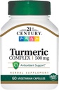 21st Century Turmeric Complex 500 mg - 60 Vegetarian Capsules, Pack of 4