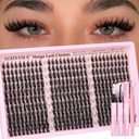 Goddvenus Manga Lash Clusters Kit Natural 300 Pcs Cluster Eyelash Extensions Kit Wispy Fairy Fluffy Eyelash Clusters Anime Cosplay Individual Lash Extensions Kit CC Curve 10-16mm
