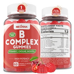 Methylated Vitamin B Complex Gummies, Methyl B12 & Folate with B1, B2, B3, B5, Biotin | Vitamin C, Zinc, Choline & Inositol – B Complex Supplement for Energy, Mood, Immune & Hair Skin Health,60 Cts