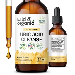 Wild & Organic Uric Acid Cleanse Drops - Tart Cherry, Turmeric, Chanca Piedra Stone Breaker Complex for Kidney Cleanse - Uric Acid Support Supplement - Vegan, Sugar & Alcohol-Free Tincture - 2 oz