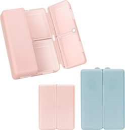 FYY 2 Pcs Daily Pill Organizer, 7 Compartments Portable Pill Case Travel Pill Organizer,[Folding Design] Pill Box for Purse Pocket to Hold Vitamins,Cod Liver Oil,Supplements and Medication-Pink+Navy
