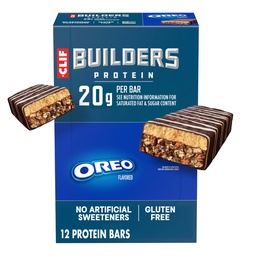CLIF BUILDERS Protein Bars - OREO-Flavored - 20g Plant Based Protein - Gluten Free - Non-GMO - Low Glycemic - No Artificial Sweeteners - 2.4 oz. (12 Pack)