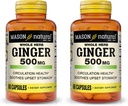 MASON NATURAL Whole Herb Ginger 500 mg, Natural Herbal Supplement, 60 Capsules (Pack of 2)