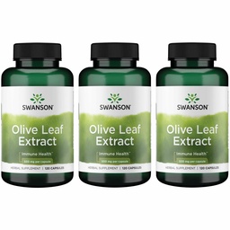 Swanson Olive Leaf Extract Immune and Cardiovascular Health Supplement for Adults Seeking Year-Round Immune Support - 20% Oleuropein (120 Capsules, 500 mg, 3 Pack)