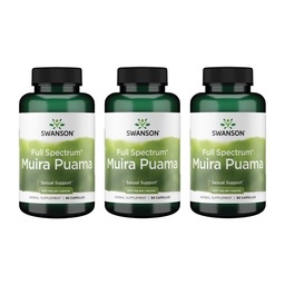 Swanson Muira Puama Root Sexual Health Virility Libido Boost Support Men's Women's Supplement 400 mg 90 Capsules (3 Pack)
