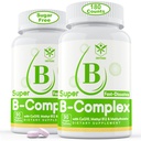 Sugar Free Vitamin B Complex with Methyl B12, MethylFolate, B6, B1, B2, B3, Fast Dissolve Highly Bioavailable Methylated B Complex Supplement for Energy Levels, Neural System, Vegan,180 Tablets