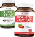 Bundle of Olive Leaf Extract & Hawthorn Berry Extarct - Healthy Herbs Bundle - Olive Leaf Extract with 20% Oleuropein & Hawthorn Berry 4:1 Extract - Concentrated from 2660mg Fresh Berries (120 Caps)