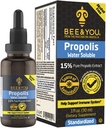 BEE and You 15% Pure Propolis Water Soluble Extract - High Potency - Zero Sugar - Zero Calorie - Natural Immune Support&Sore Throat Relief Antioxidants, Keto, Paleo, Gluten-Free, 1 Fl Oz