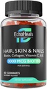Hair, Skin & Nail Gummies | Biotin Collagen Vitamin C & E Supplement | 3000mcg Biotin | Raspberry Flavored | 60 Gummies