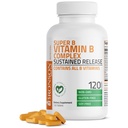 Bronson Super B Vitamin B Complex Sustained Slow Release (Vitamin B1, B2, B3, B6, B9 - Folic Acid, B12) Contains All B Vitamins 120 Tablets
