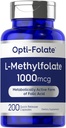 Carlyle L Methylfolate 1000mcg | 200 Capsules | Value Size | Optimized and Activated | Non-GMO, Gluten Free | Methyl Folate, 5-MTHF | by Opti-Folate