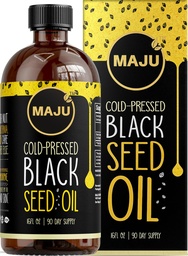 MAJU's Black Seed Oil 16oz: 3X Thymoquinone, Cold Pressed, 100% Turkish Black Cumin Nigella Sativa Seed Oil (Better Than Organic), Non-GMO, 100% Liquid Pure Blackseed, Glass Bottle