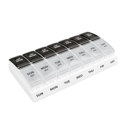 EZY DOSE Weekly (7-Day) Daily AM/PM Pill Case, Medicine Planner, Vitamin Organizer, Supplement Container, Small Pop-out Compartments, Designed for Travel, 2 Times a Day, Black and Clear Lids