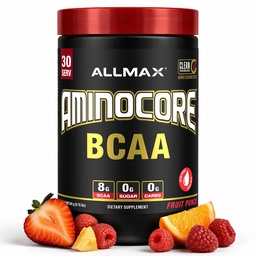 ALLMAX AMINOCORE BCAA Powder for Workout Muscle Recovery & Increased Endurance - Sugar Free, No Fillers 8.18 Grams Bcaas Amino Acids, B Vitamins for Women and Men - 30 Servings | Fruit Punch, 345g
