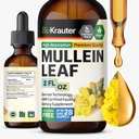 BIO KRAUTER Mullein Leaf Extract for Lungs 2 Fl. Oz - 28 Days of Supply - Pure Mullein Drops for Lung Cleanse & Detox - Vegan Respiratory Supplements - Non-GMO, No Sugar & Alcohol