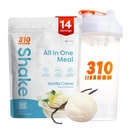 310 Nutrition All-in-One Meal Replacement Shake Powder w/Shaker Cup Starter Kit - High Protein Fiber Rich Vegan Superfood Blend - Sugar-Free, Keto & Paleo Friendly, Low Carb - Vanilla Creme 14 srv