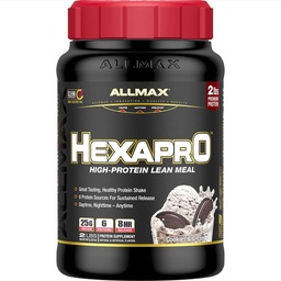 ALLMAX HEXAPRO, Cookies & Cream - 2 lb - 25 Grams of Protein Per Serving - 8-Hour Sustained Release - Zero Sugar - 21 Servings