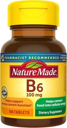 Nature Made Vitamin B-6 100 mg Tablets 100 ea (Pack of 4)