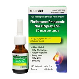 HealthA2Z Fluticasone Propionate Nasal Sprays, 24 Hour Allergy Relief,120 Sprays, 0.54 fl oz