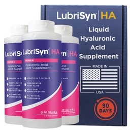 LubriSyn HA Human Liquid Hyaluronic Acid Joint Supplement, Oral HA for People, Supports Healthy Knees, Hips & Joint Function for Men & Women, Original Flavor, 30-Day Supply, 11.5 oz, 3 Pack